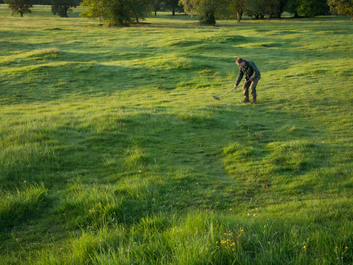 Lush green field suitable for metal detecting